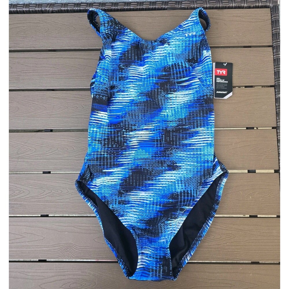 TYR Durafast Surge Blue/black Maxfit One Piece Women Swim Size 40 New